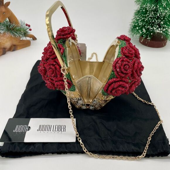 Women’s Judith Lieber bag of roses, crystal clutch bag made in Italy - Picture 9 of 10